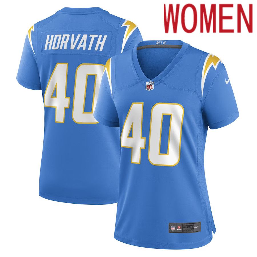 Women Los Angeles Chargers #40 Zander Horvath Nike Powder Blue Game Player NFL Jersey->women nfl jersey->Women Jersey
